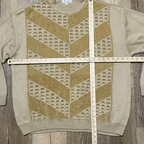 VTG Bergati 3D Knit Textured Sweater L Coogi Style Cosby 90s Abstract Tan Hiphop - Picture 6 of 6